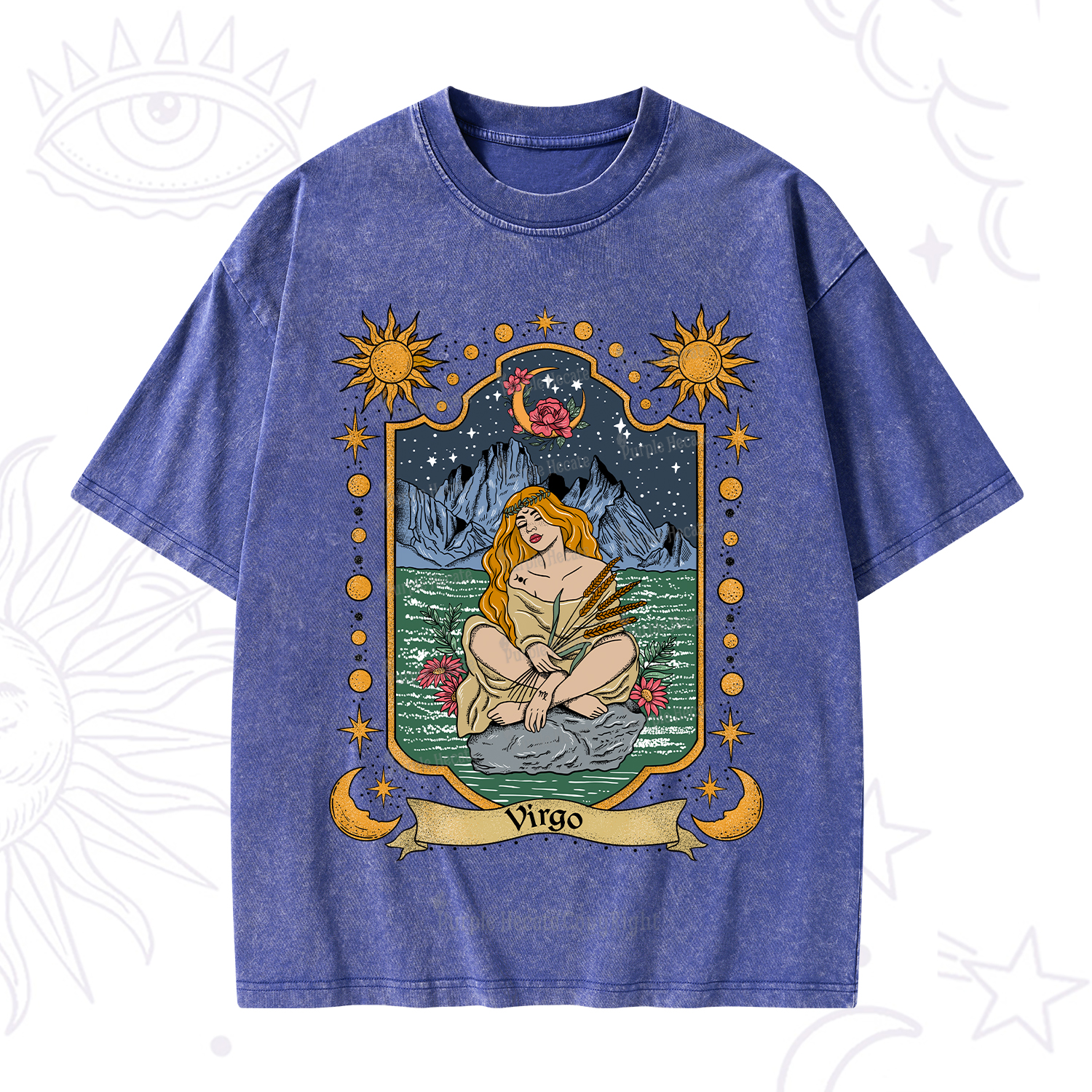 Purplehecate Virgo Zodiac Washed T-Shirt