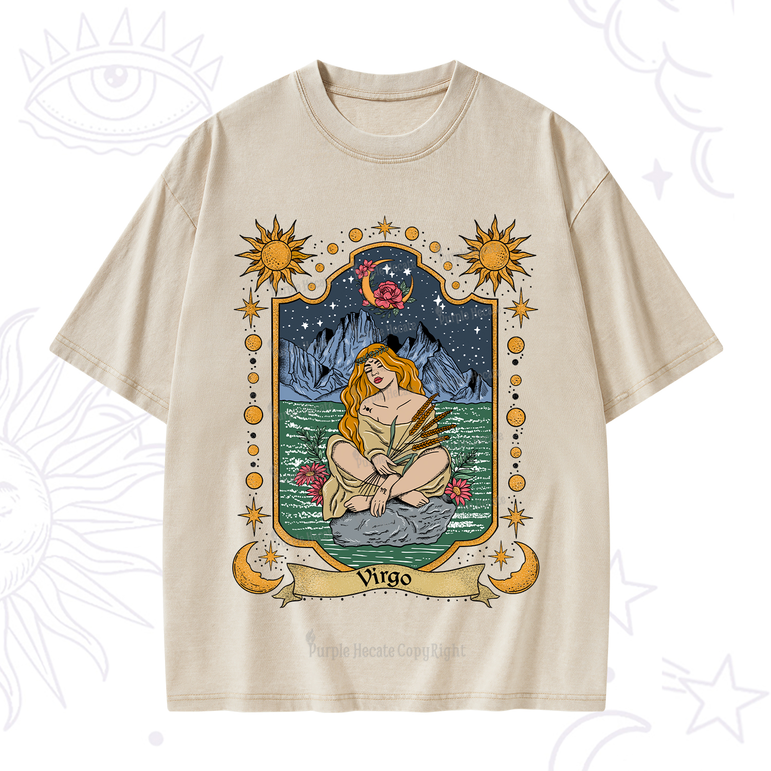 Purplehecate Virgo Zodiac Washed T-Shirt