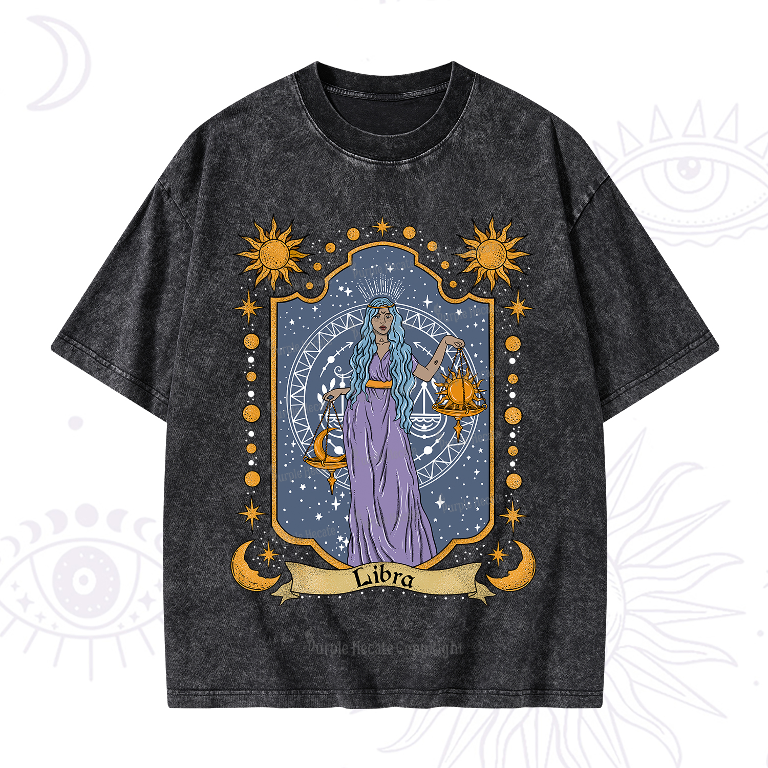 Purplehecate Libra Zodiac Washed T-Shirt