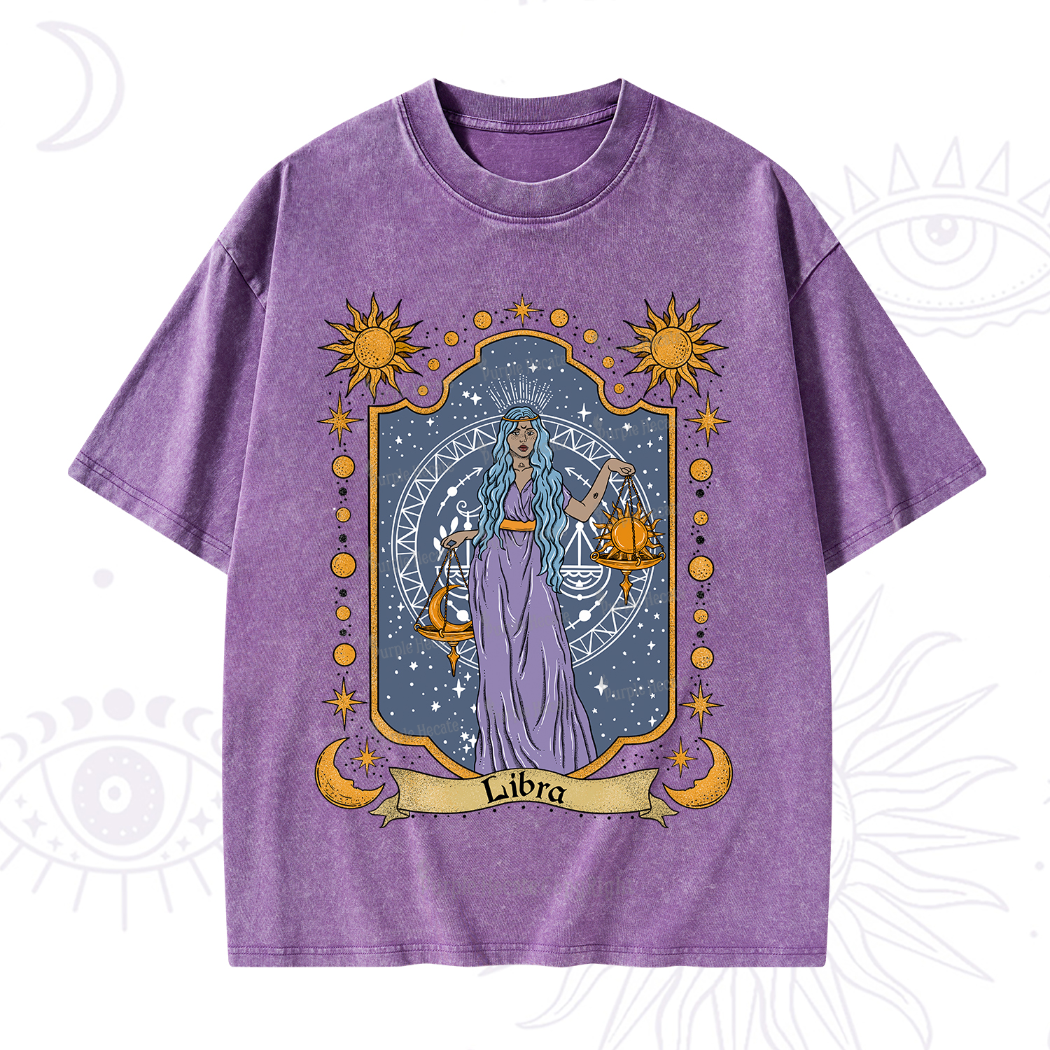 Purplehecate Libra Zodiac Washed T-Shirt