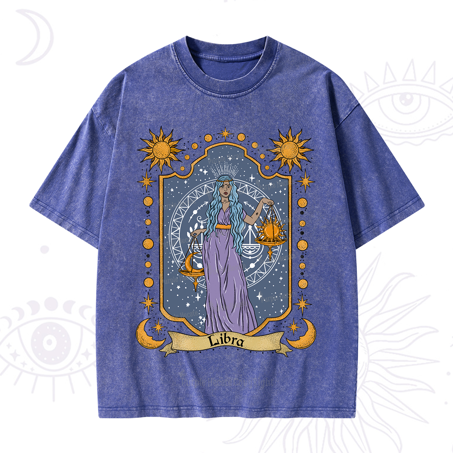 Purplehecate Libra Zodiac Washed T-Shirt
