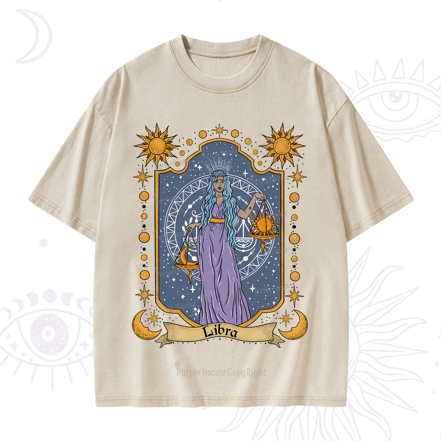 Purplehecate Libra Zodiac Washed T-Shirt