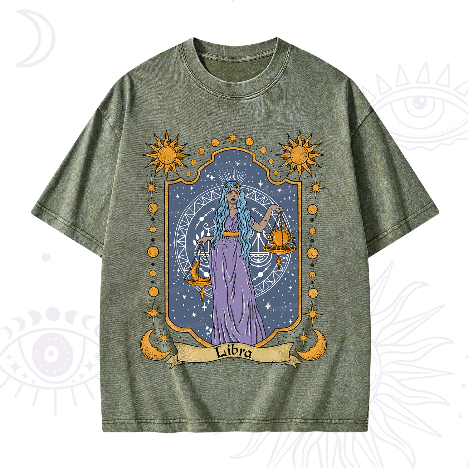 Purplehecate Libra Zodiac Washed T-Shirt