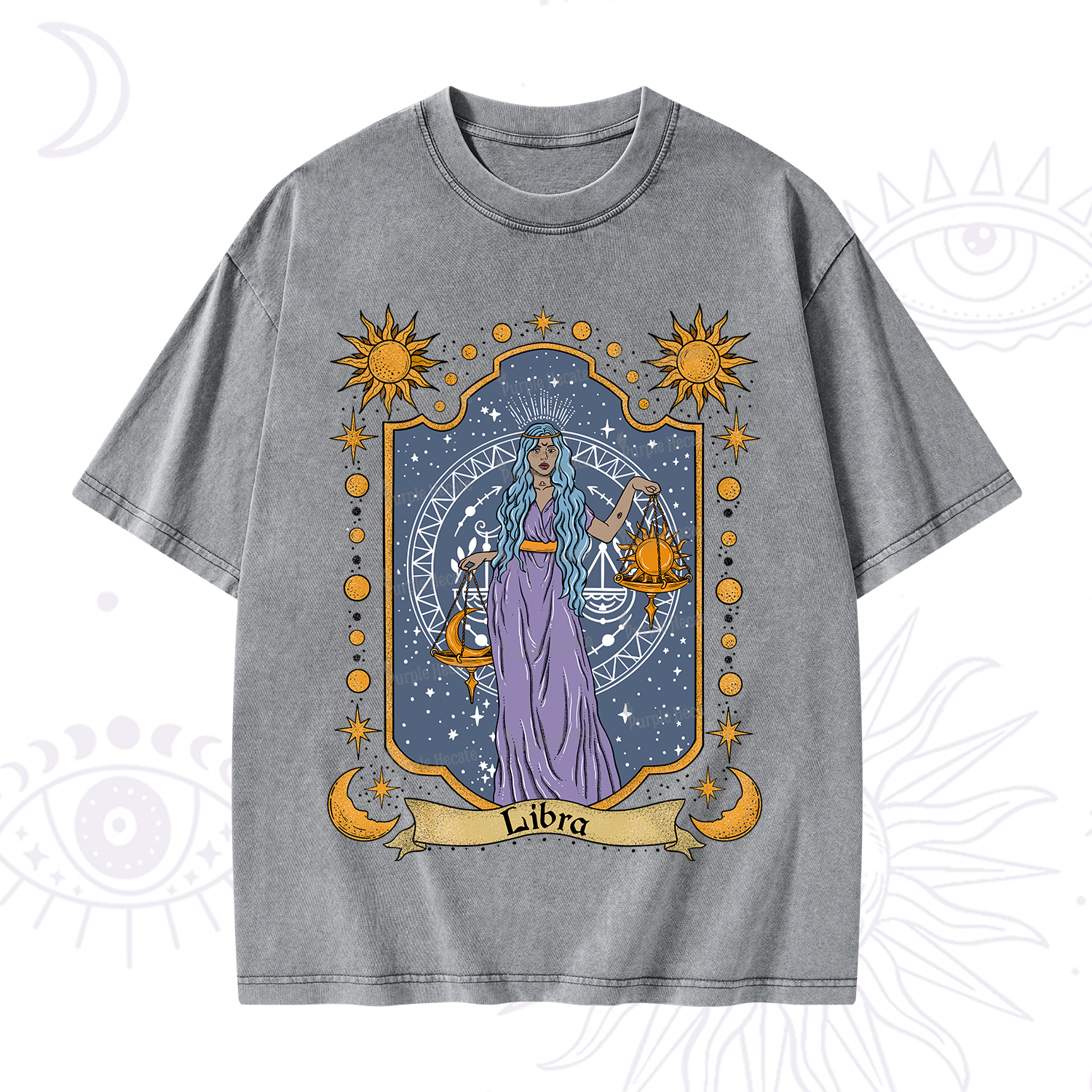 Purplehecate Libra Zodiac Washed T-Shirt