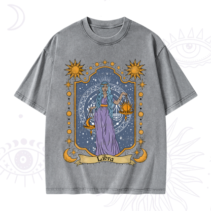 Purplehecate Libra Zodiac Washed T-Shirt