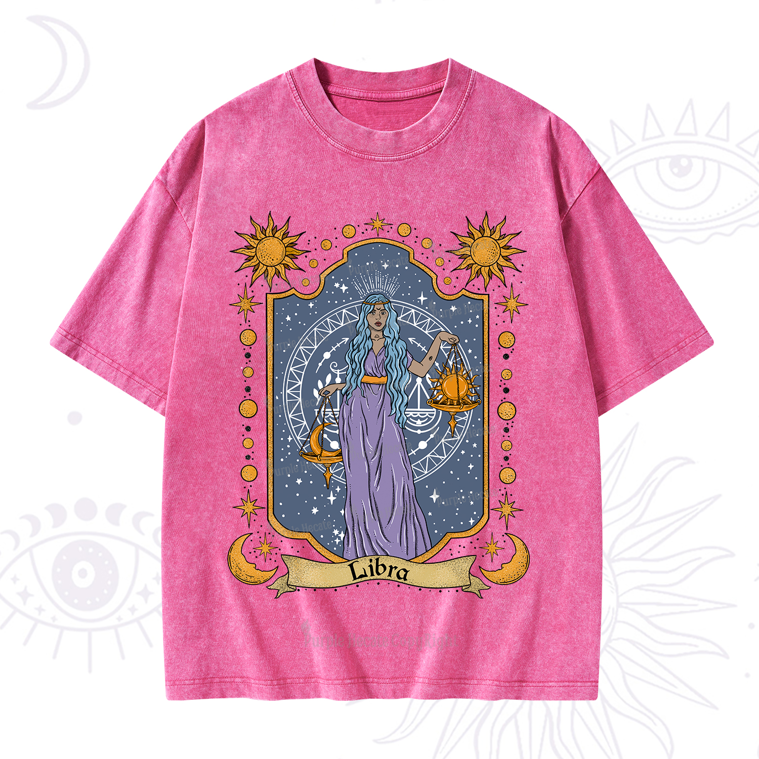 Purplehecate Libra Zodiac Washed T-Shirt