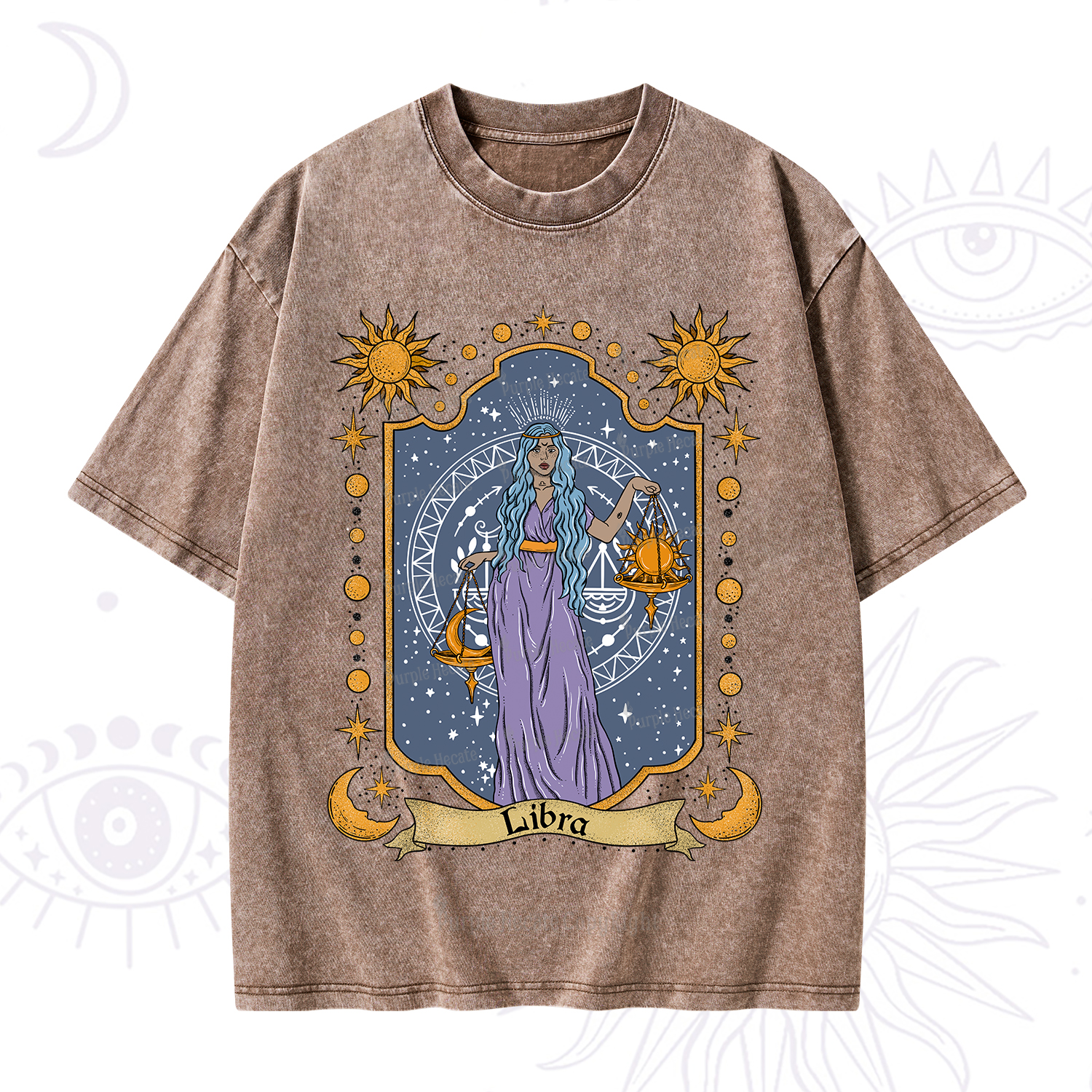Purplehecate Libra Zodiac Washed T-Shirt
