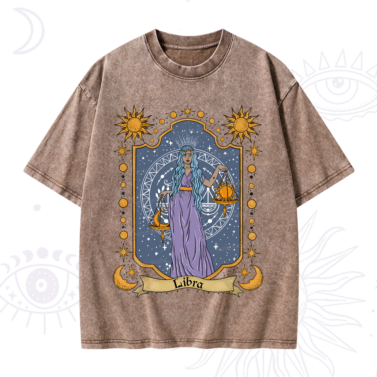 Purplehecate Libra Zodiac Washed T-Shirt