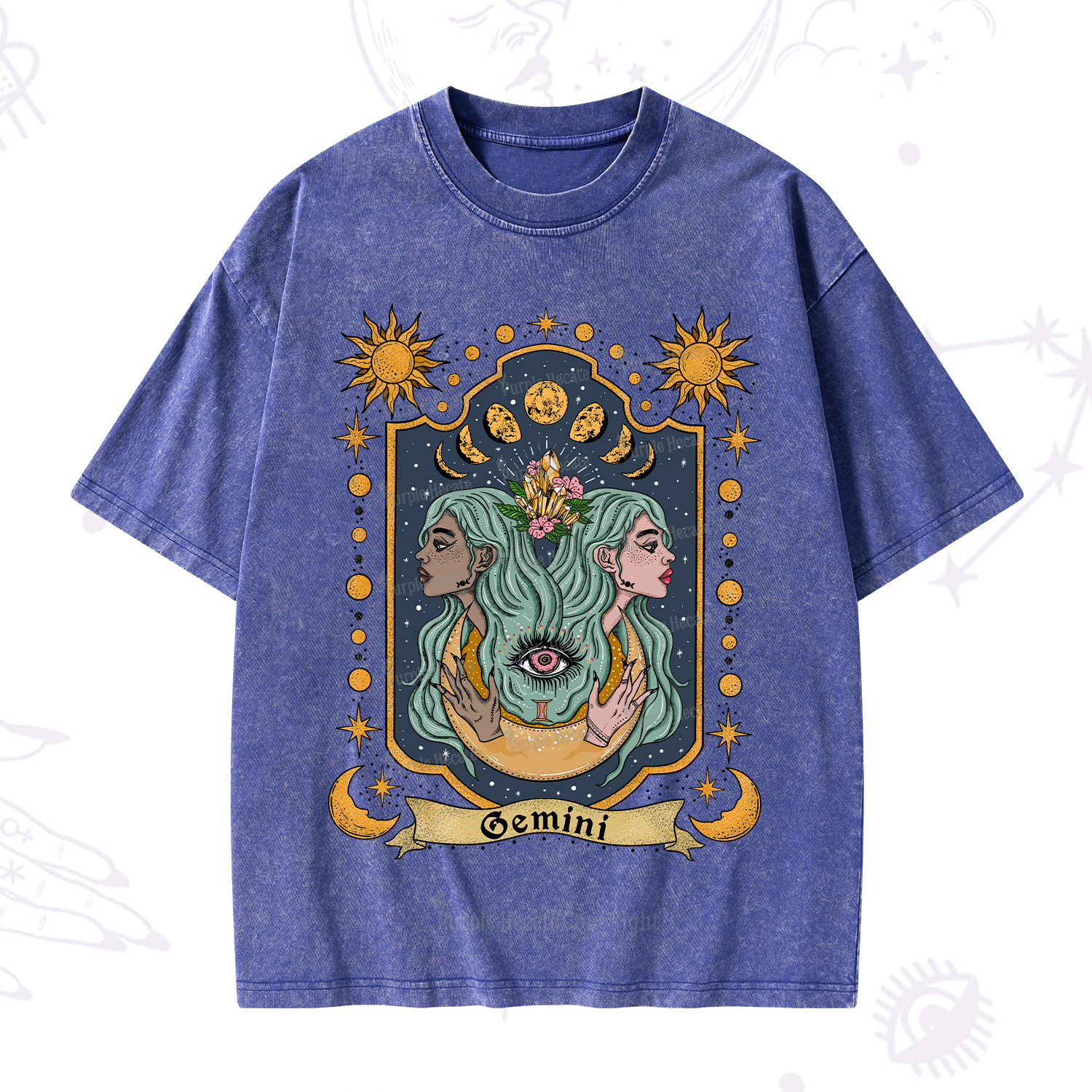 Purplehecate Gemini Zodiac Washed T-Shirt