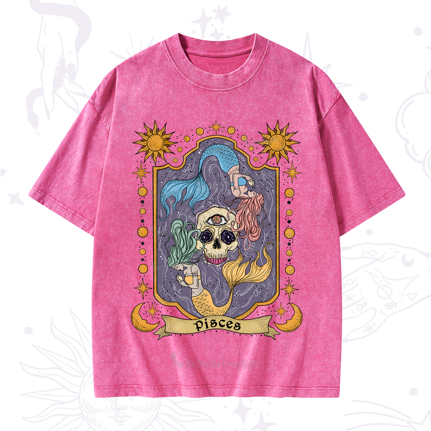 Purplehecate Pisces Zodiac Washed T-Shirt