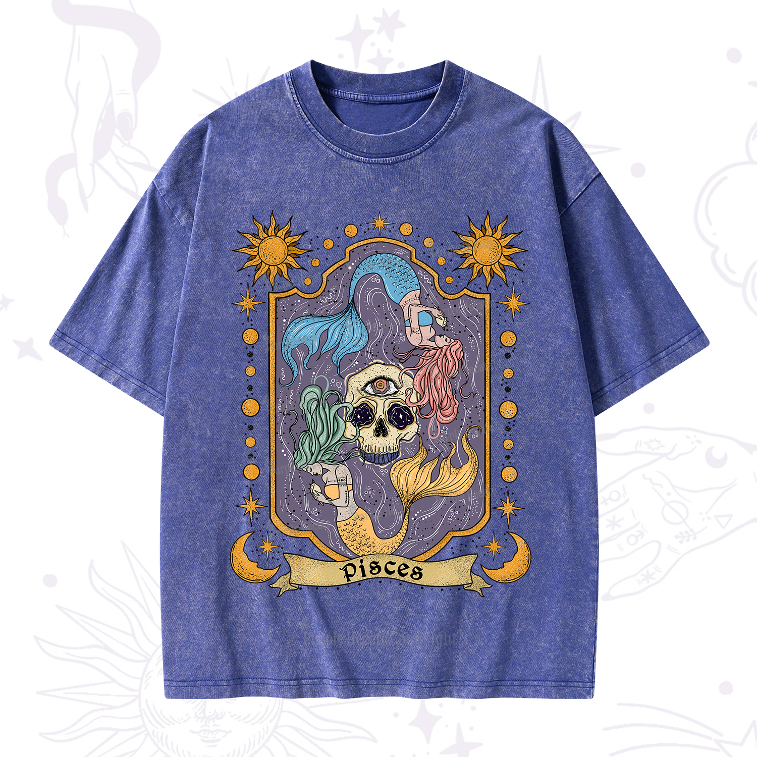 Purplehecate Pisces Zodiac Washed T-Shirt