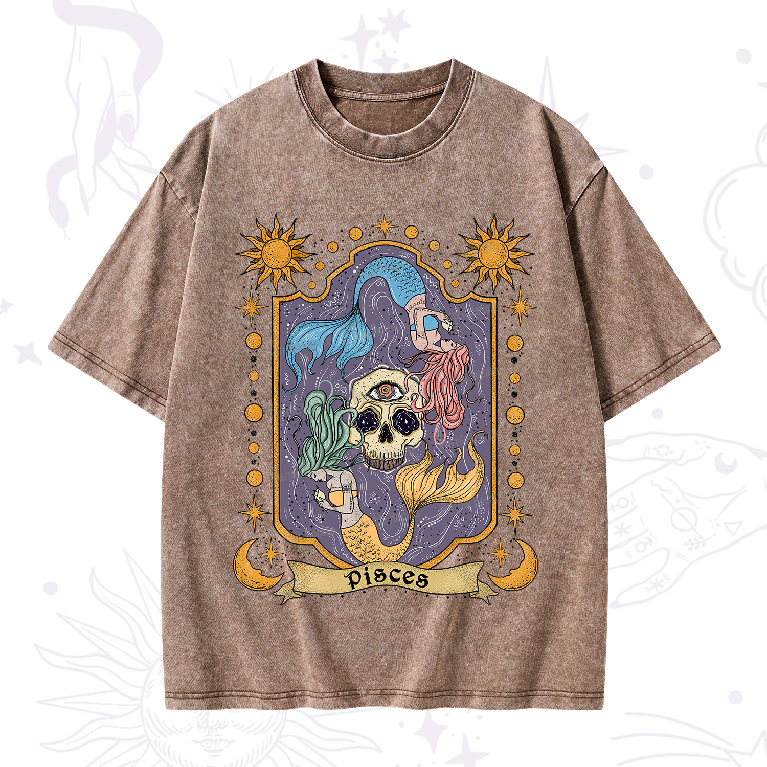 Purplehecate Pisces Zodiac Washed T-Shirt