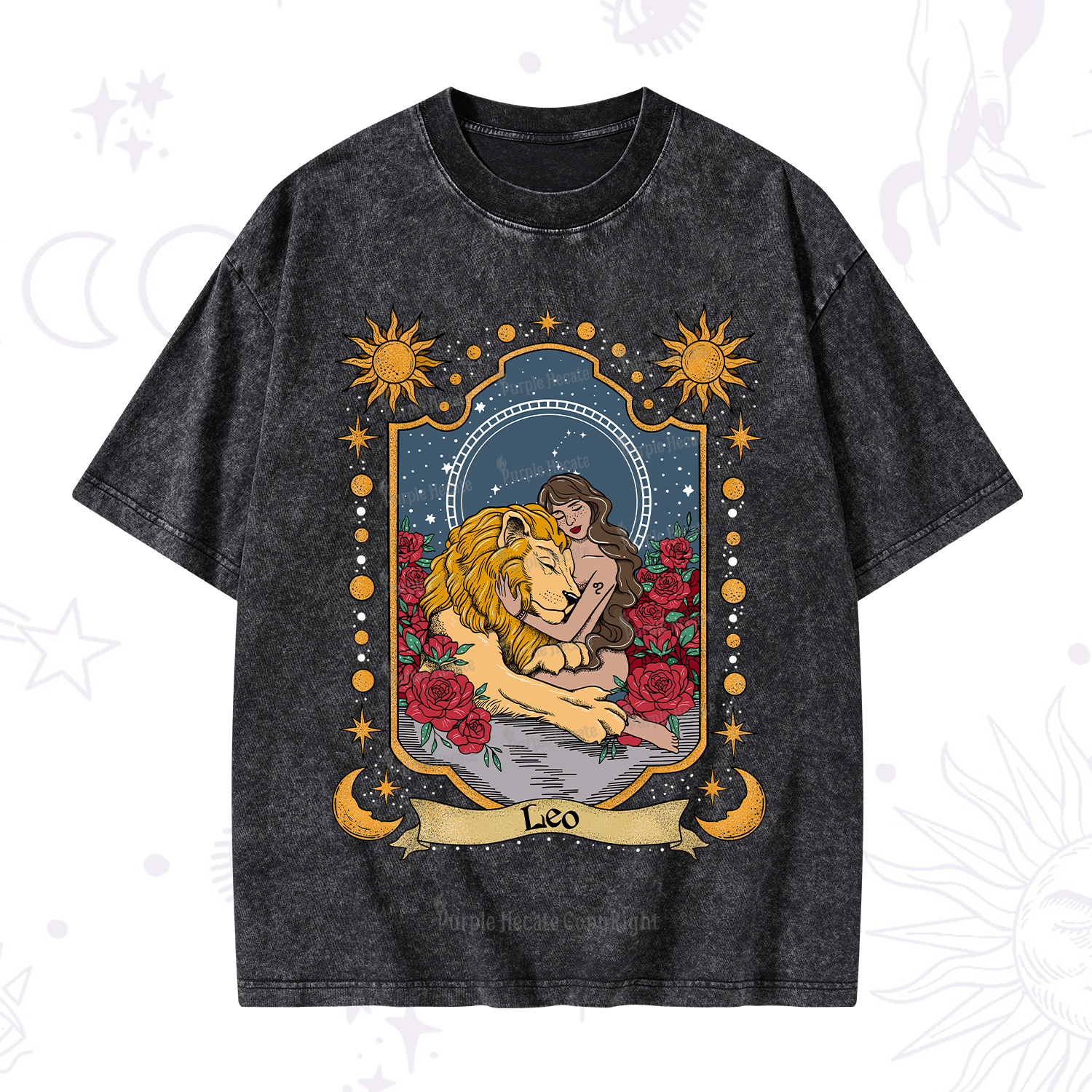Purplehecate Leo Zodiac Washed T-Shirt
