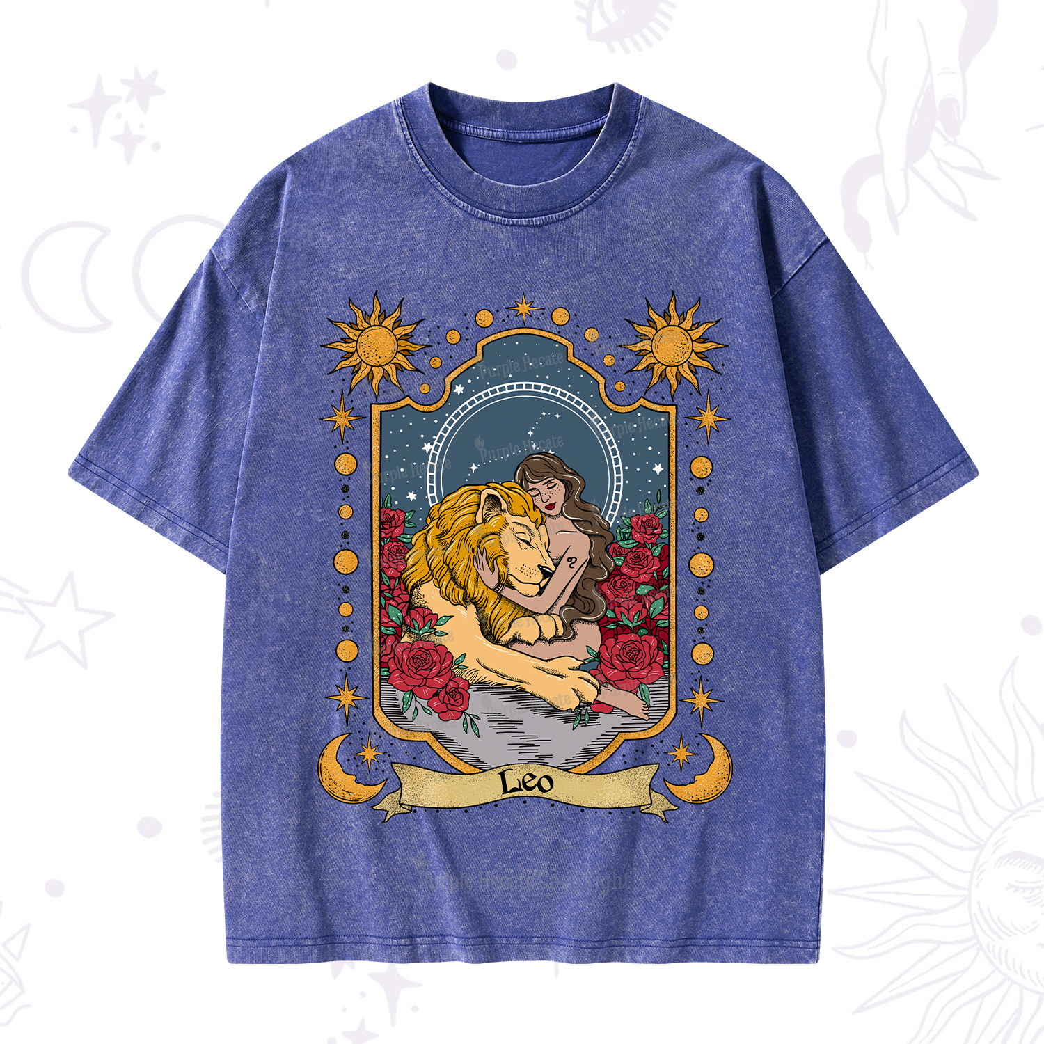 Purplehecate Leo Zodiac Washed T-Shirt