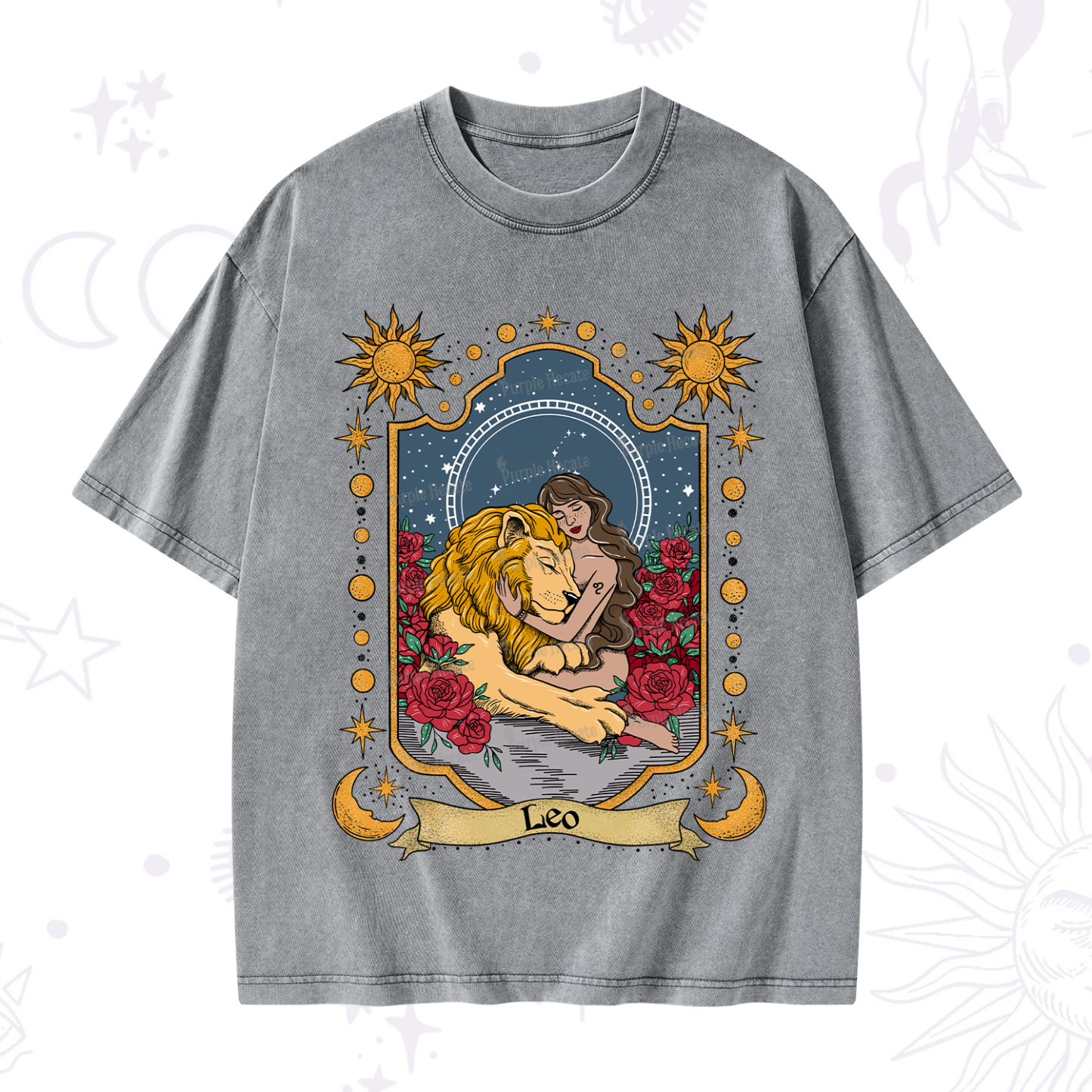 Purplehecate Leo Zodiac Washed T-Shirt