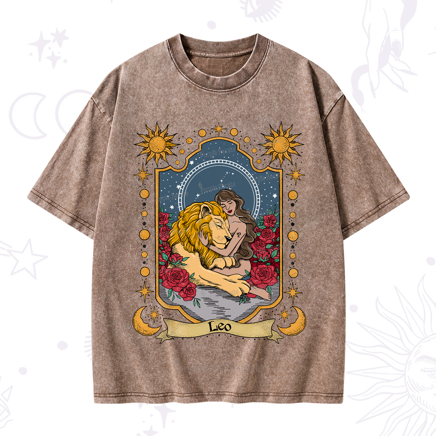 Purplehecate Leo Zodiac Washed T-Shirt