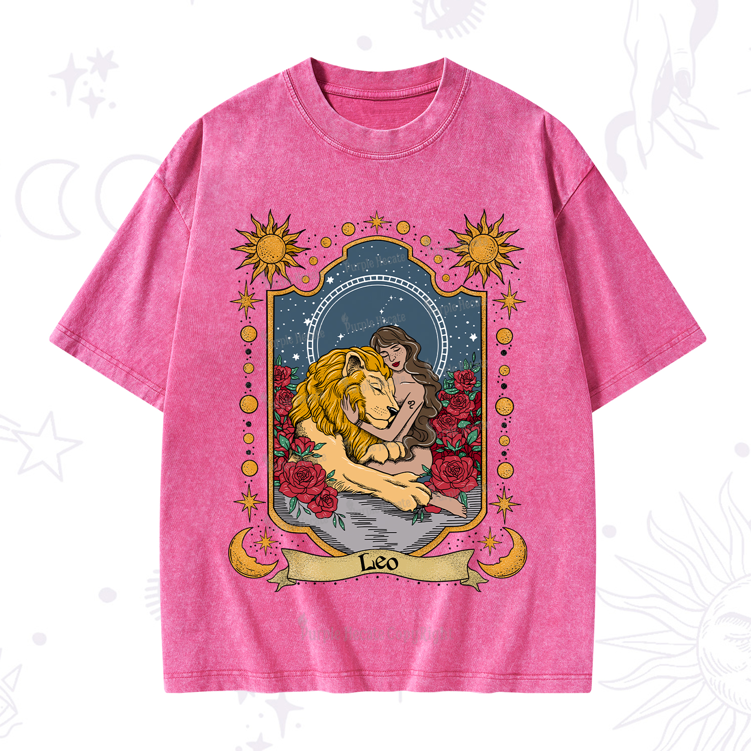 Purplehecate Leo Zodiac Washed T-Shirt