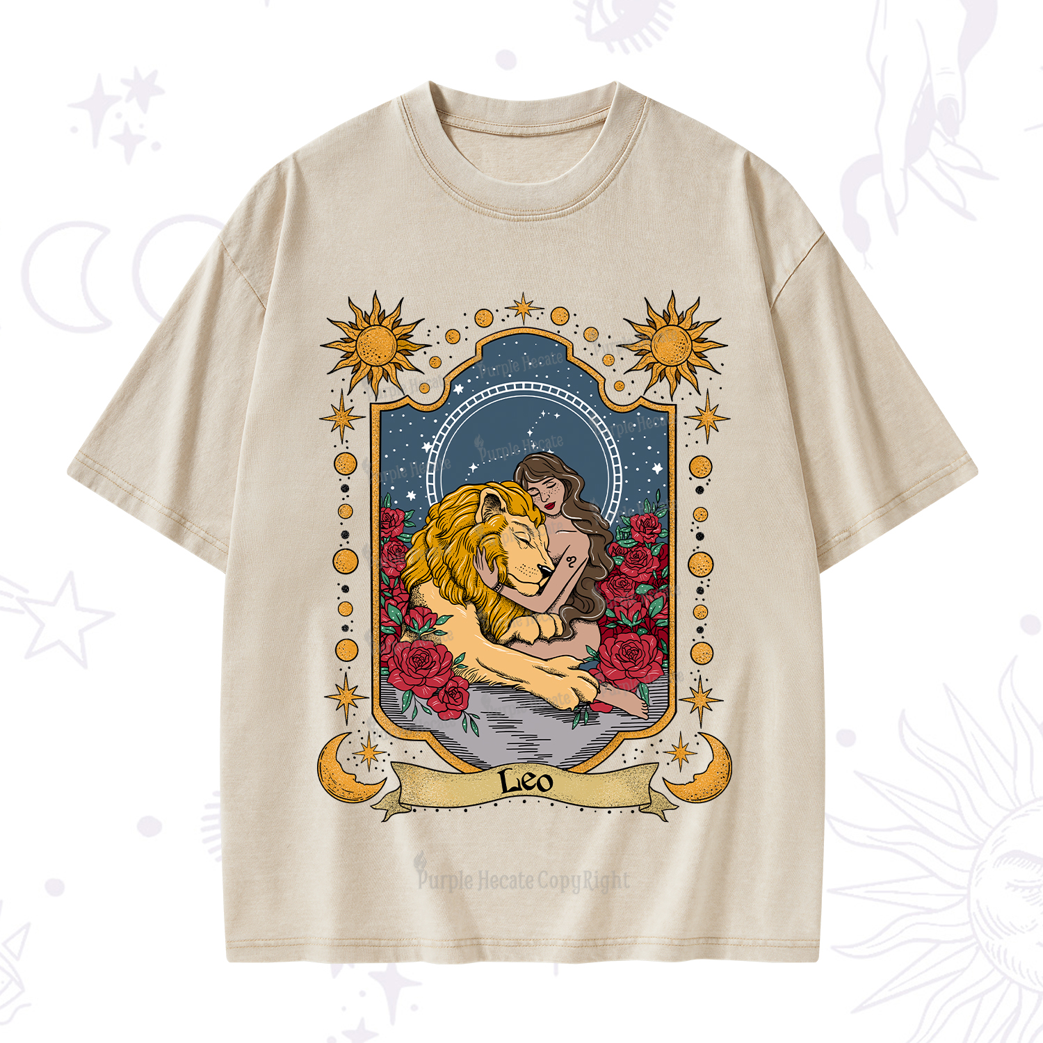 Purplehecate Leo Zodiac Washed T-Shirt