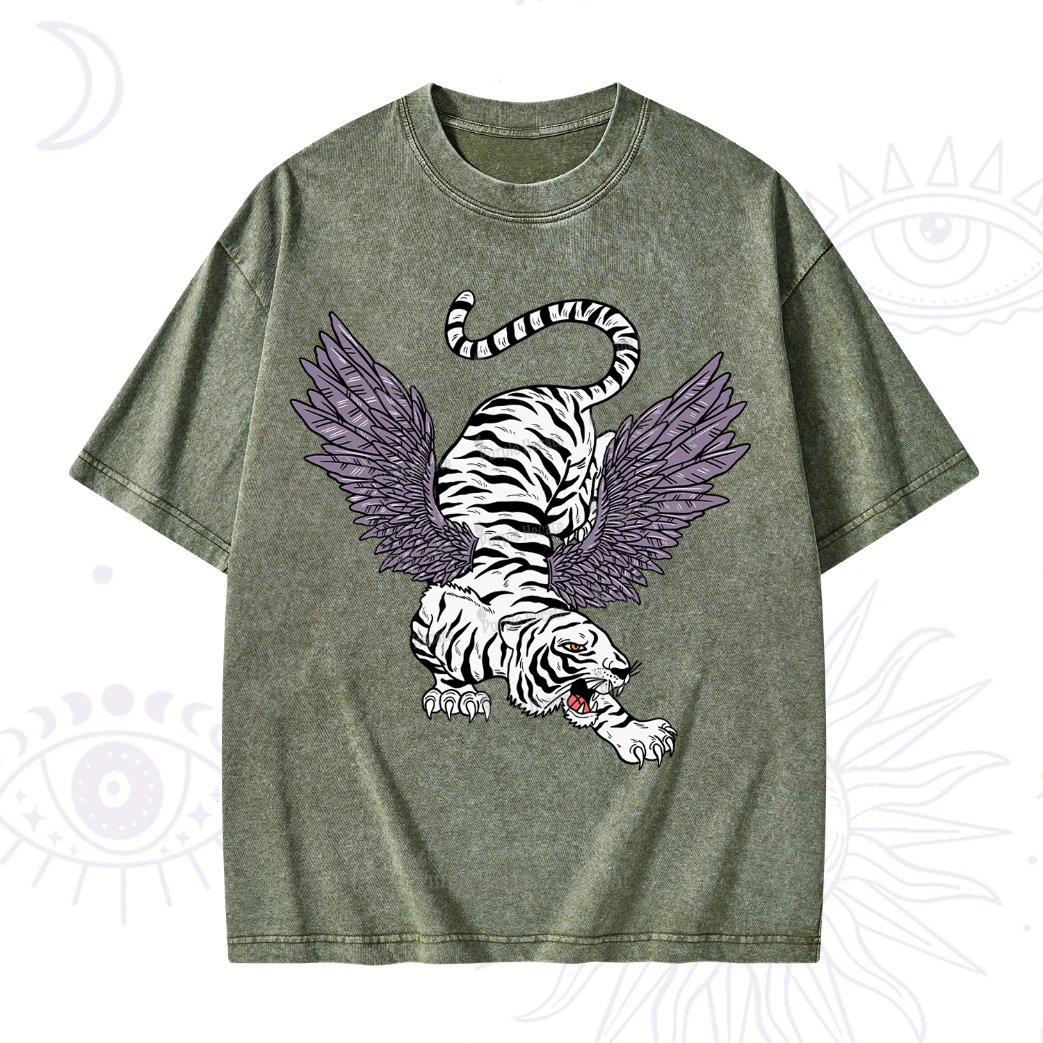 Purplehecate Tiger With Wings Washed T-Shirt