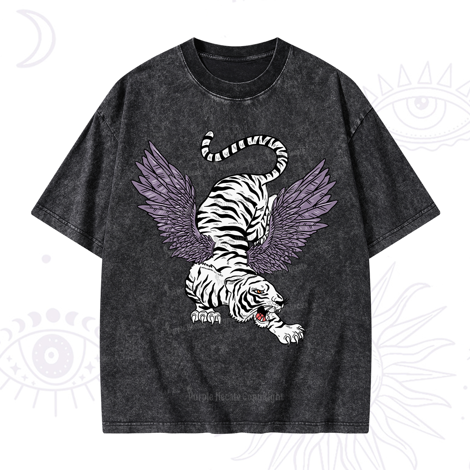 Purplehecate Tiger With Wings Washed T-Shirt
