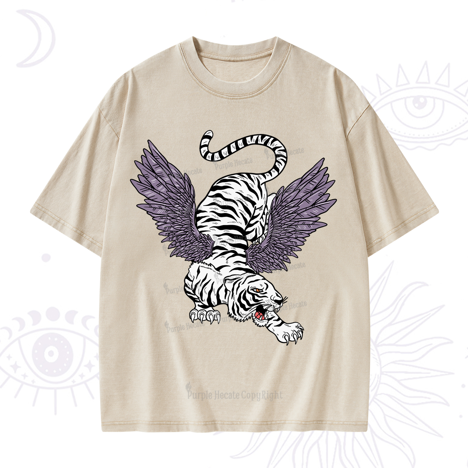 Purplehecate Tiger With Wings Washed T-Shirt