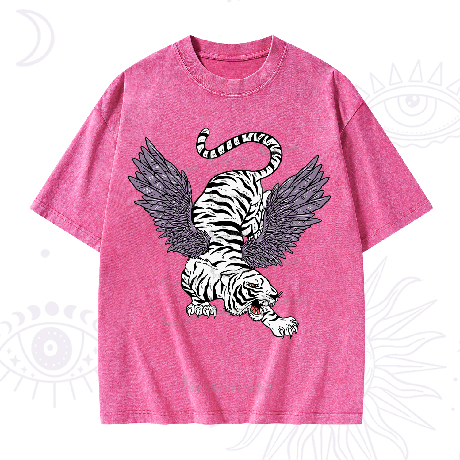 Purplehecate Tiger With Wings Washed T-Shirt