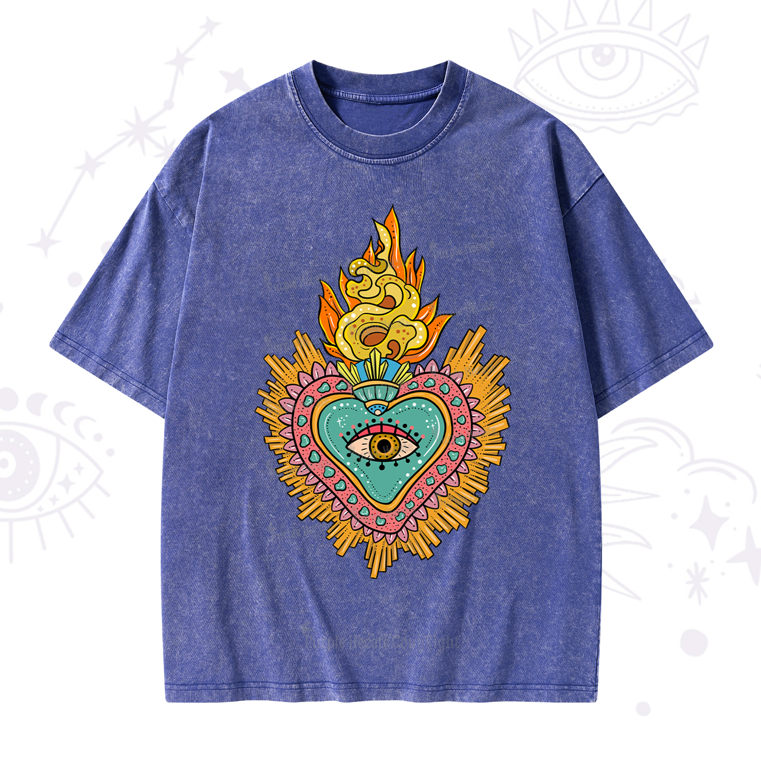 Purplehecate Rainbow Sacred Heart Washed T-Shirt