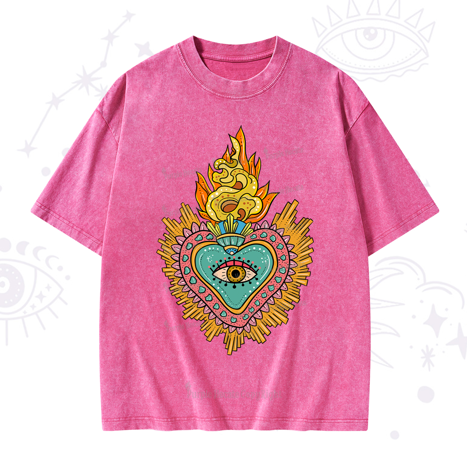 Purplehecate Rainbow Sacred Heart Washed T-Shirt