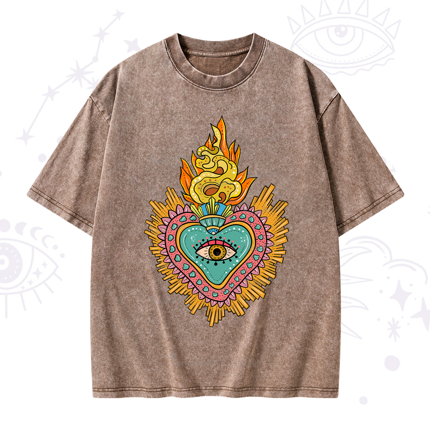 Purplehecate Rainbow Sacred Heart Washed T-Shirt