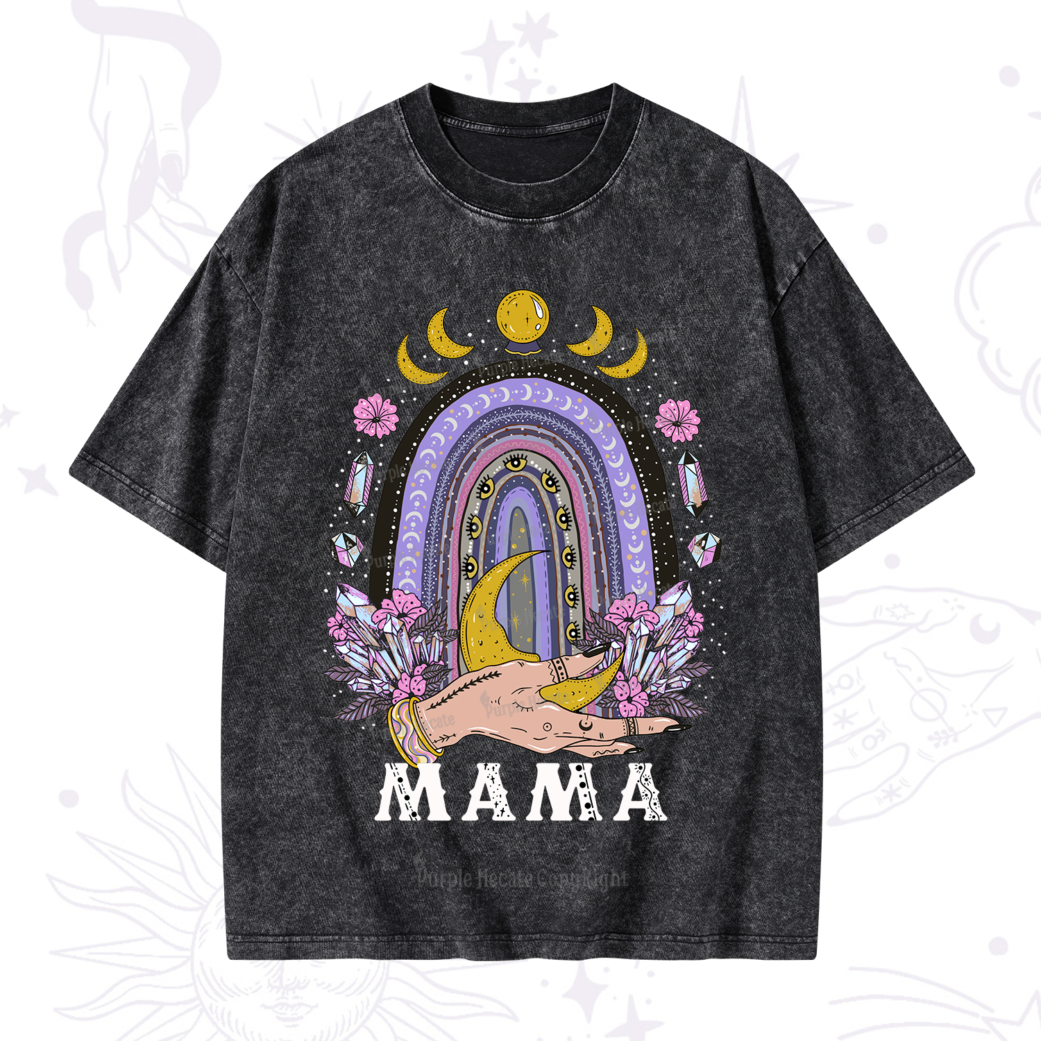Purplehecate Gothic Mama Rainbow Washed T-Shirt