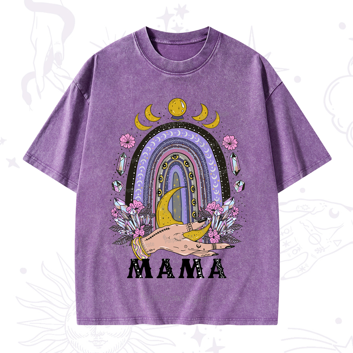 Purplehecate Gothic Mama Rainbow Washed T-Shirt