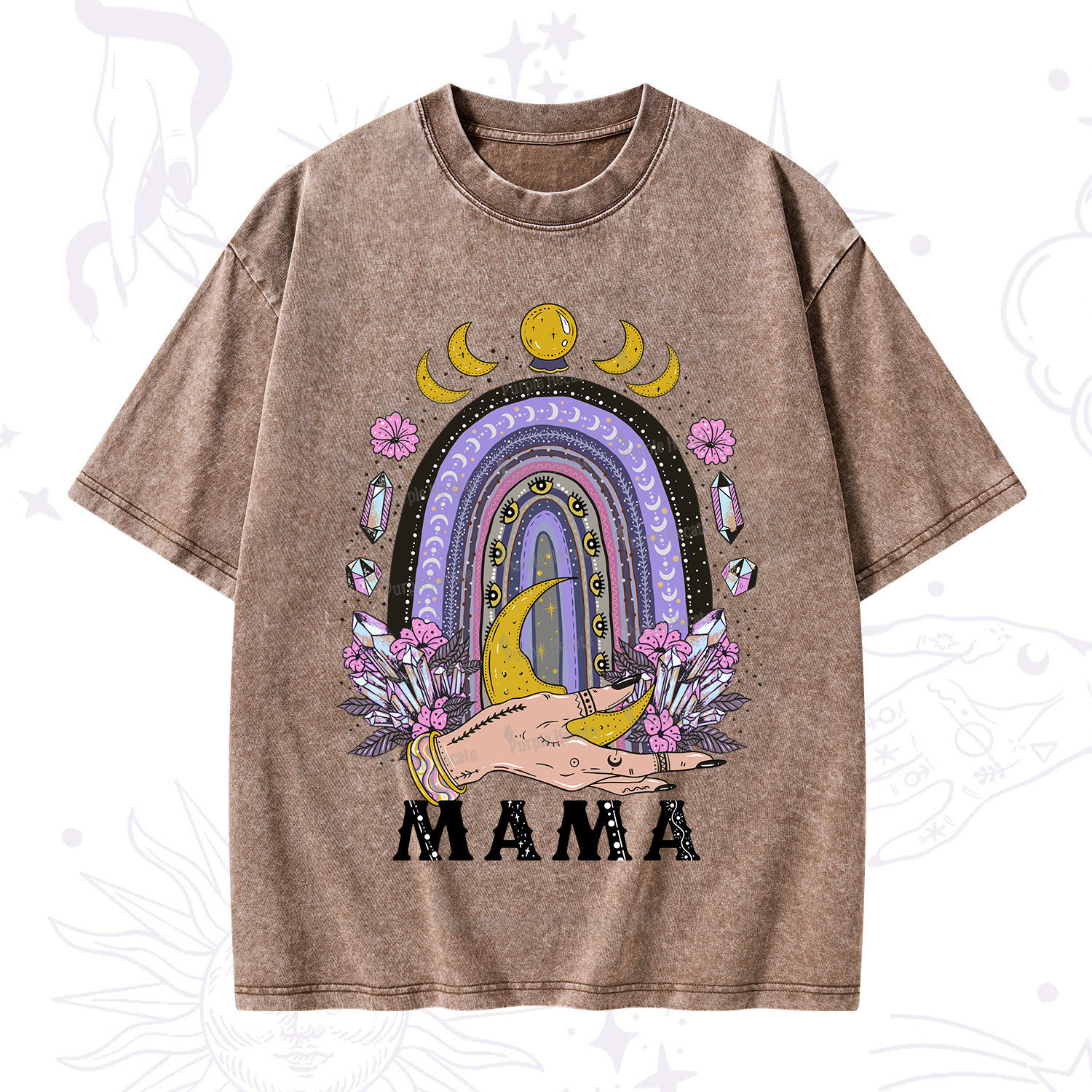 Purplehecate Gothic Mama Rainbow Washed T-Shirt