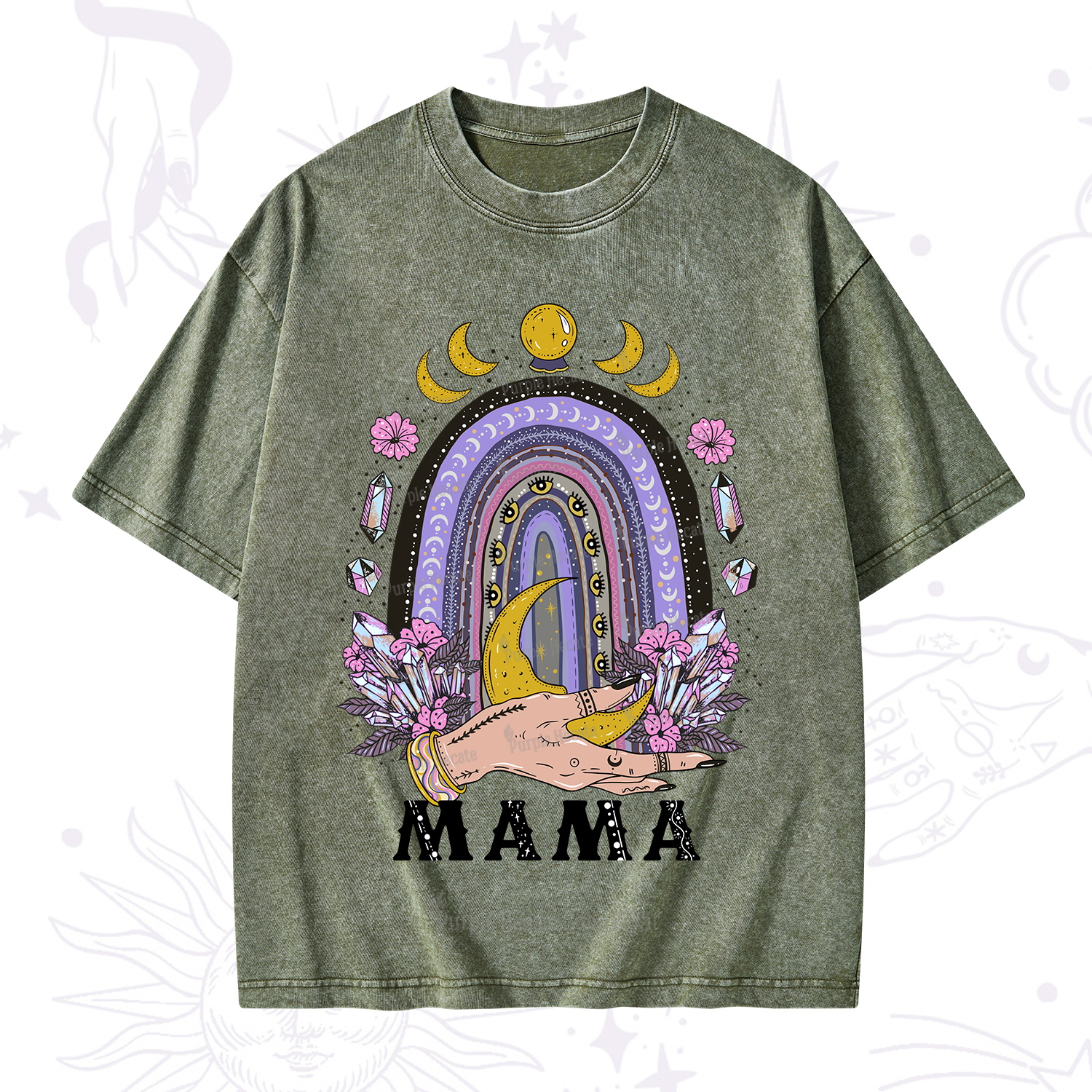 Purplehecate Gothic Mama Rainbow Washed T-Shirt