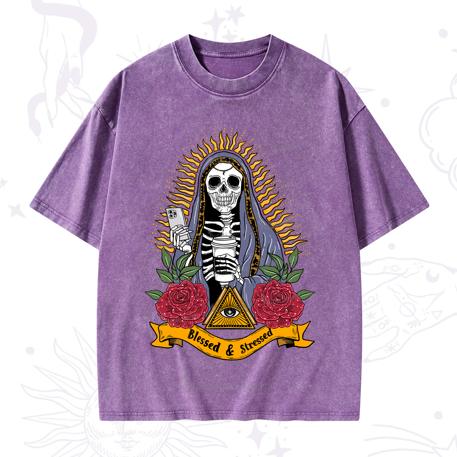 Purplehecate Blessed And Stressed Washed T-Shirt