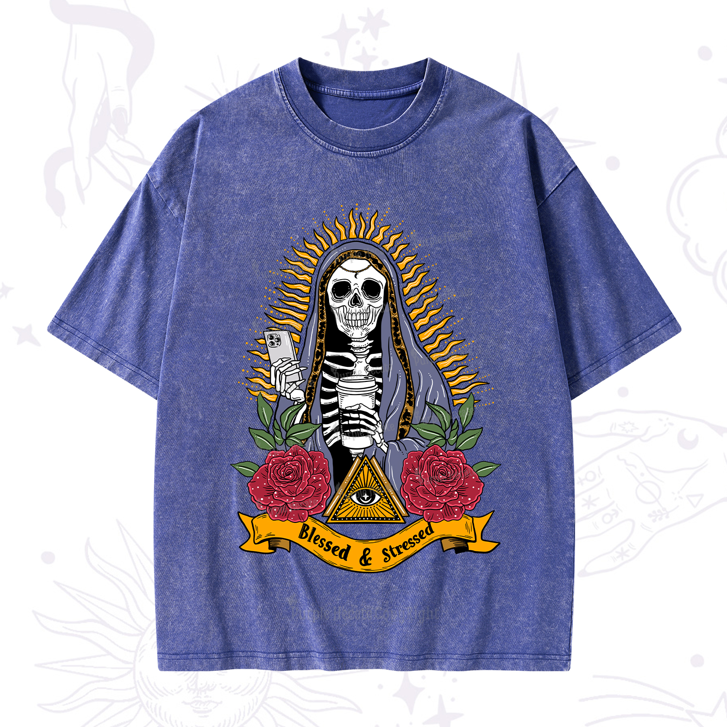 Purplehecate Blessed And Stressed Washed T-Shirt