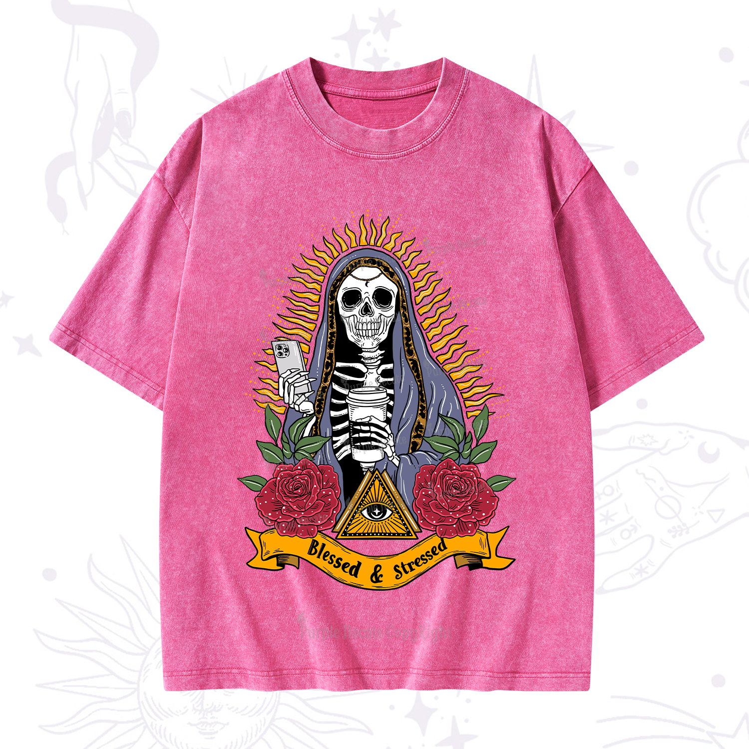 Purplehecate Blessed And Stressed Washed T-Shirt