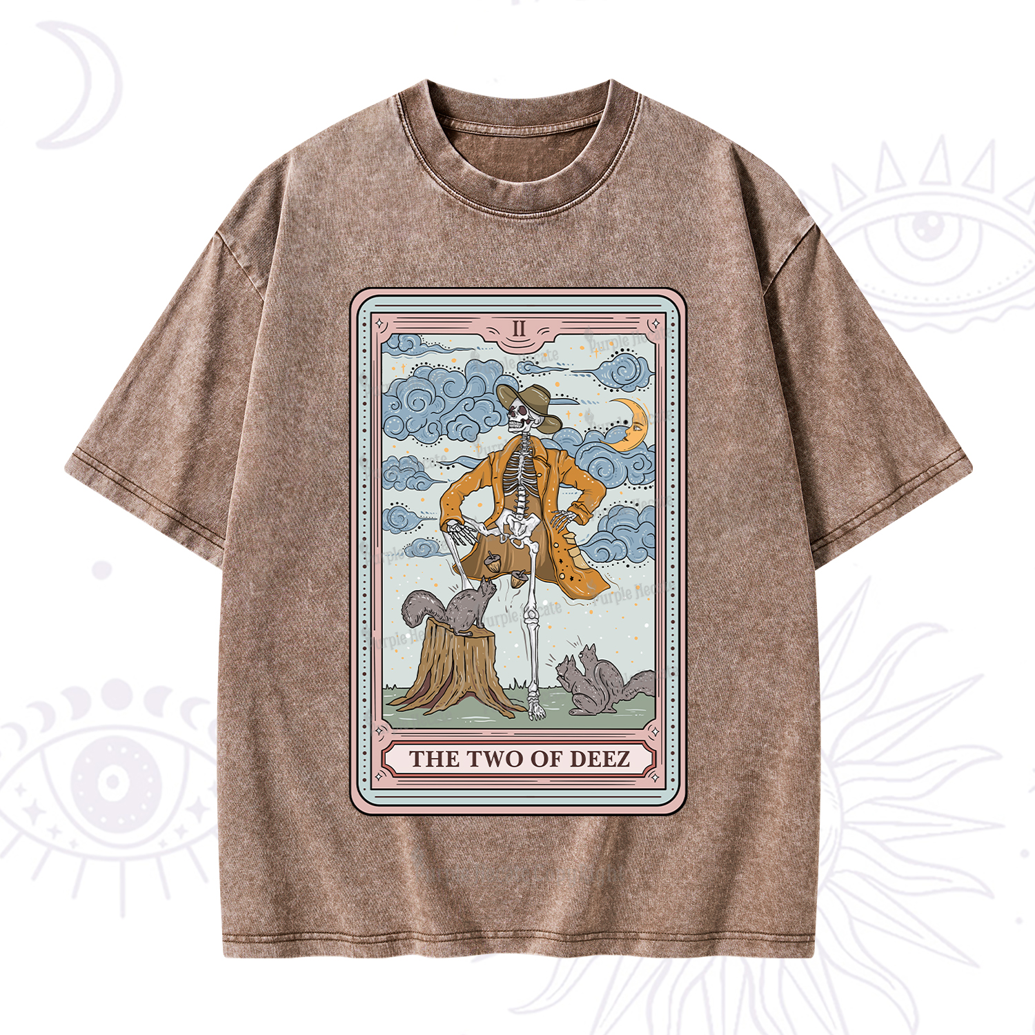 Purplehecate The Two Of Deez Tarot Washed T-Shirt