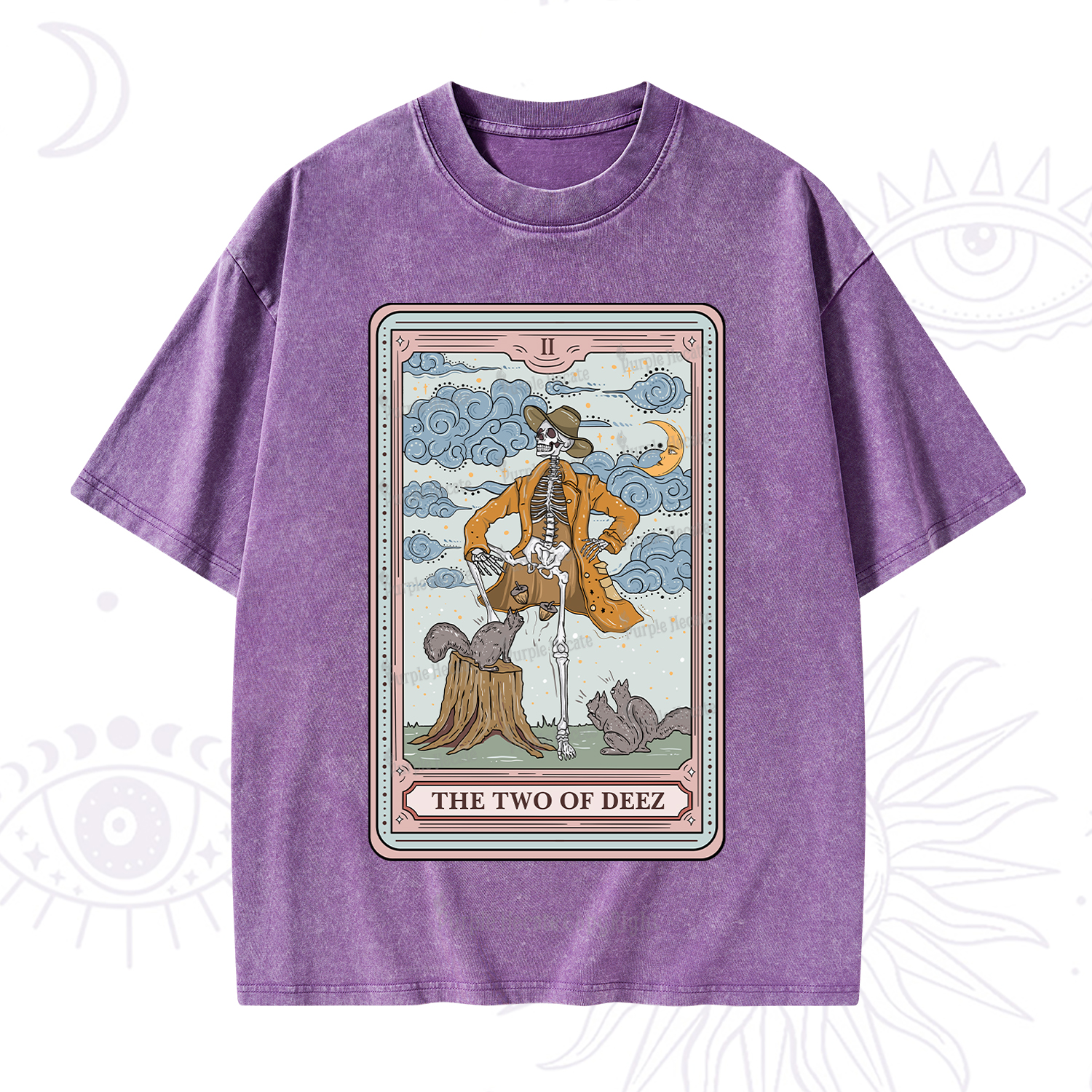 Purplehecate The Two Of Deez Tarot Washed T-Shirt