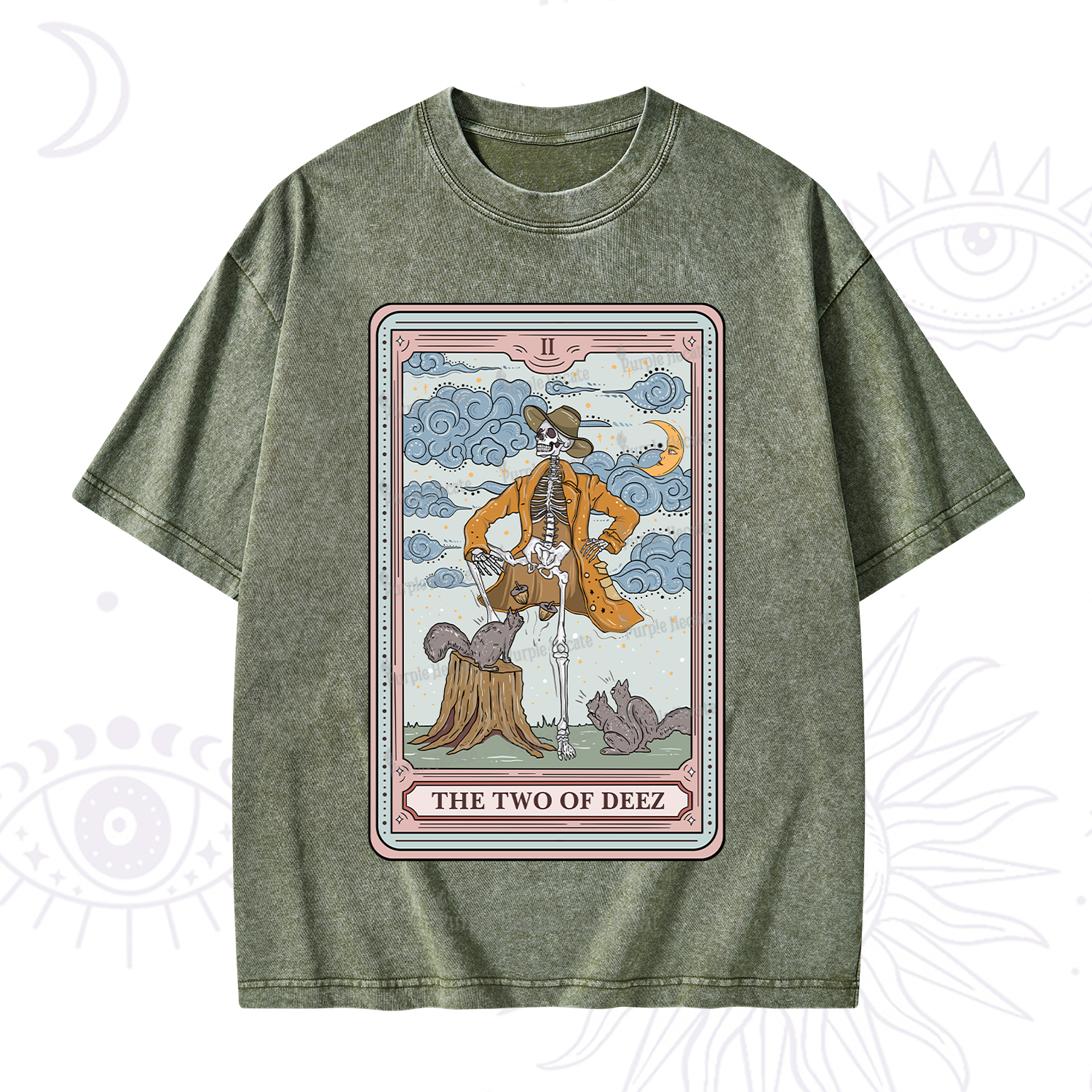 Purplehecate The Two Of Deez Tarot Washed T-Shirt
