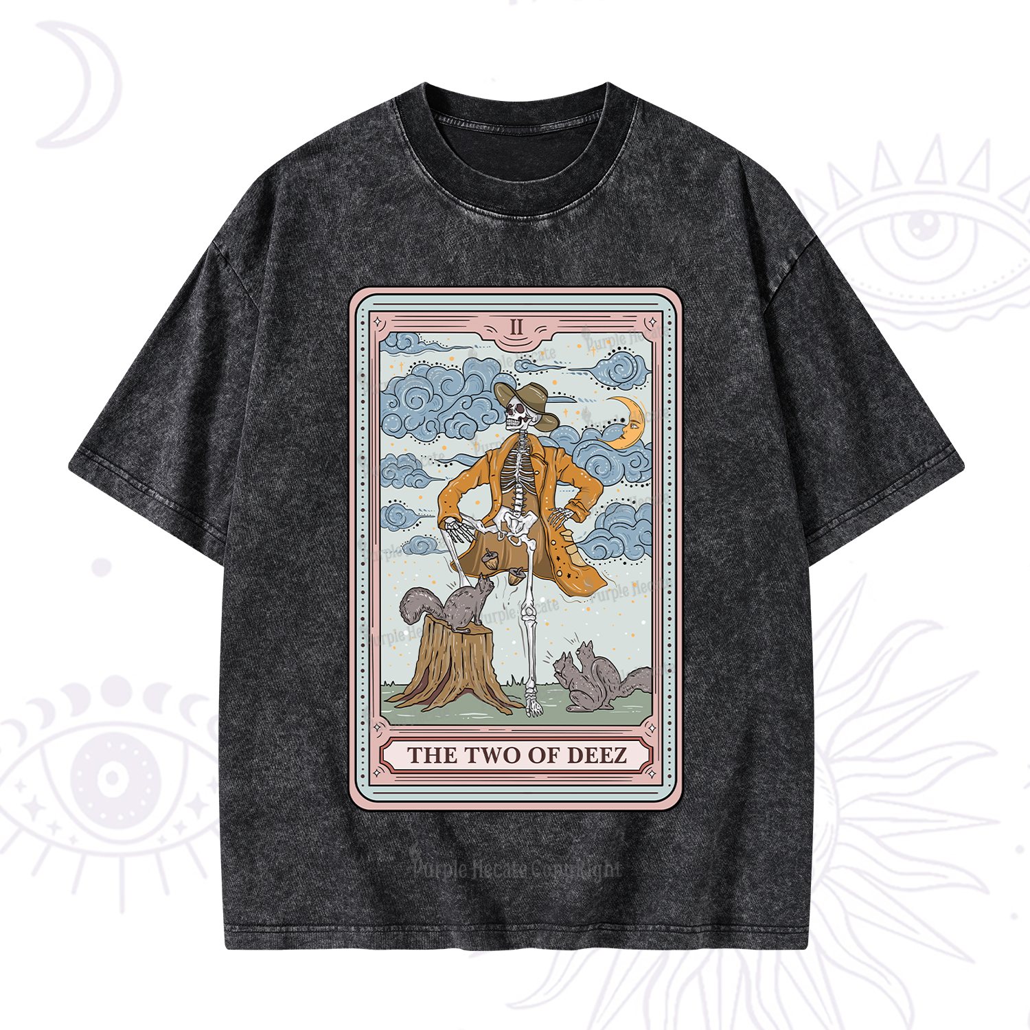 Purplehecate The Two Of Deez Tarot Washed T-Shirt