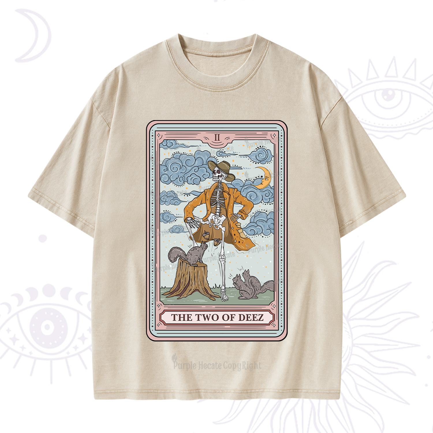 Purplehecate The Two Of Deez Tarot Washed T-Shirt