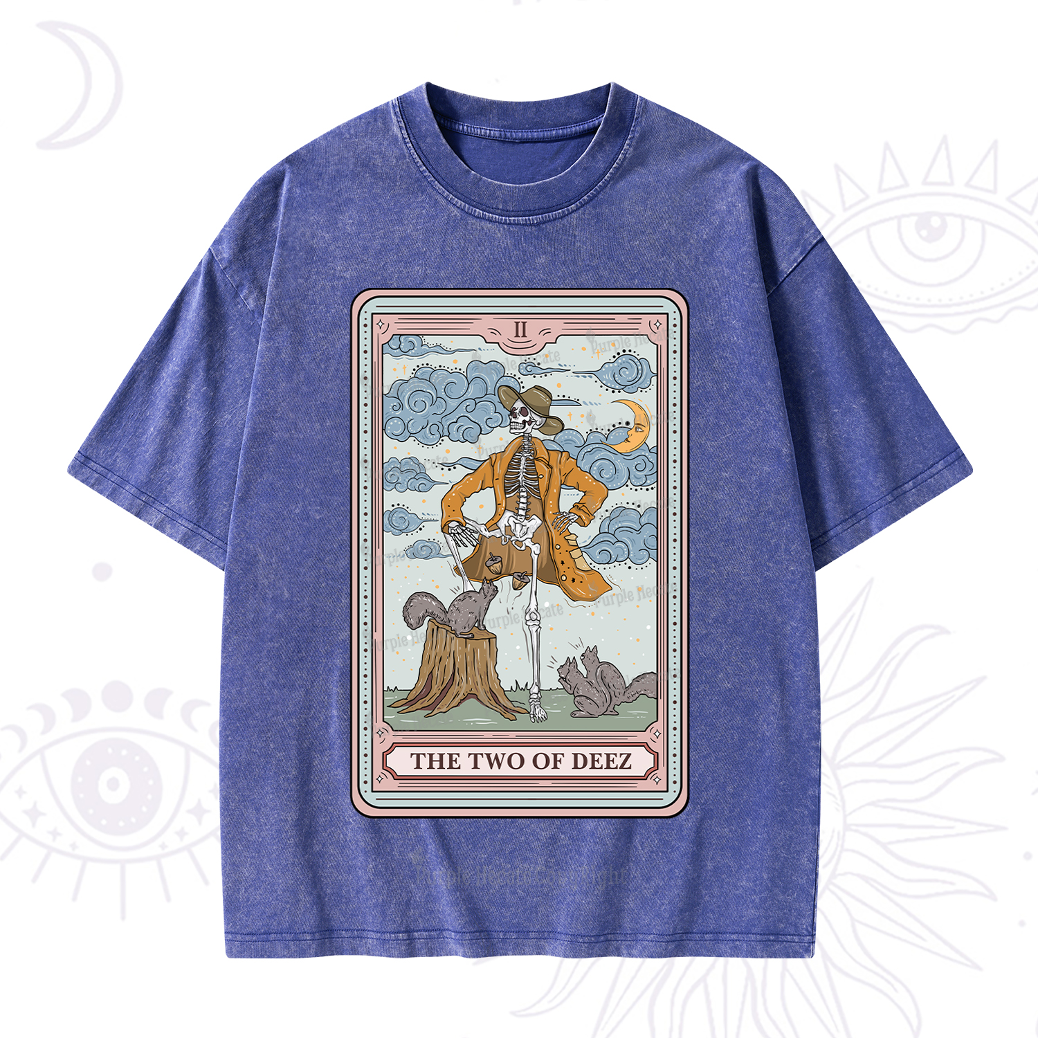 Purplehecate The Two Of Deez Tarot Washed T-Shirt