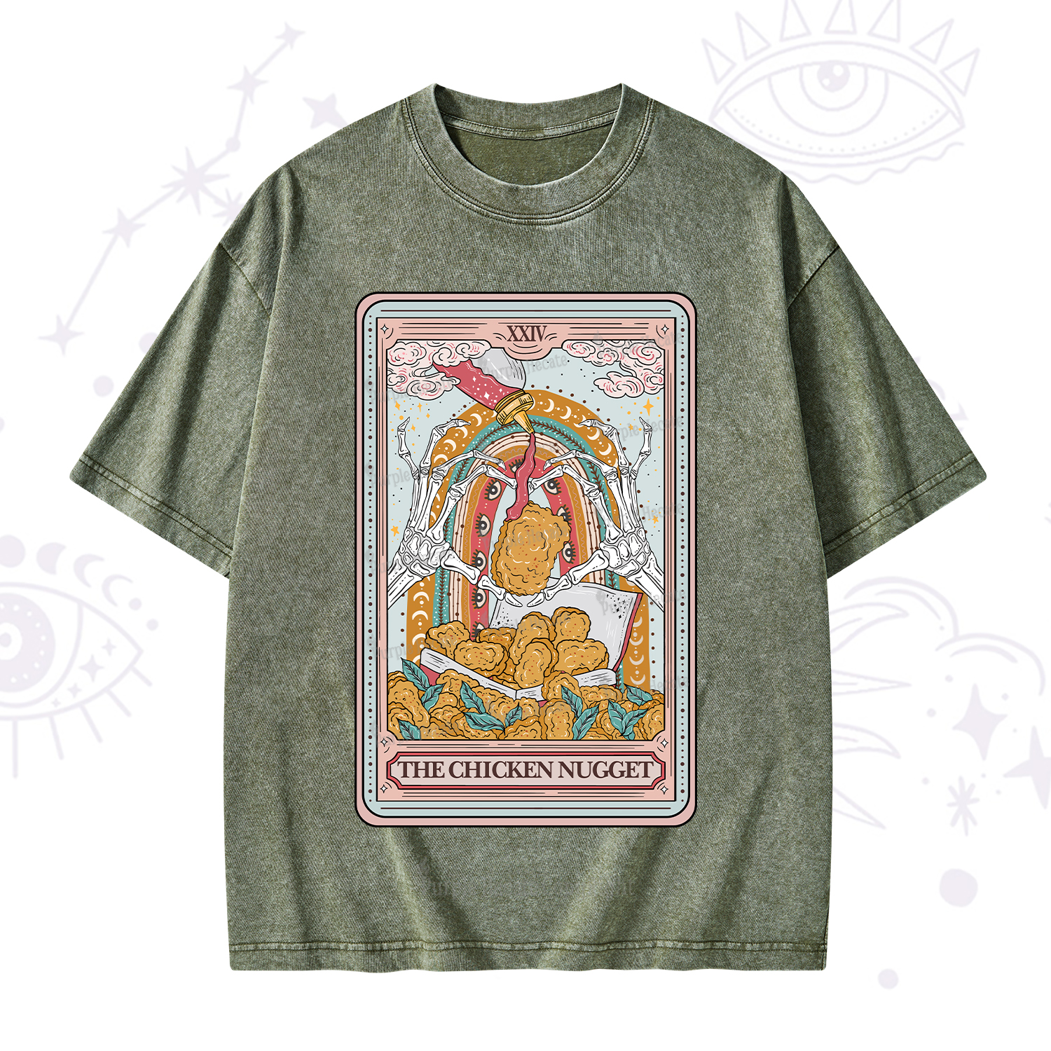 Purplehecate The Chicken Nugget Tarot Washed T-Shirt