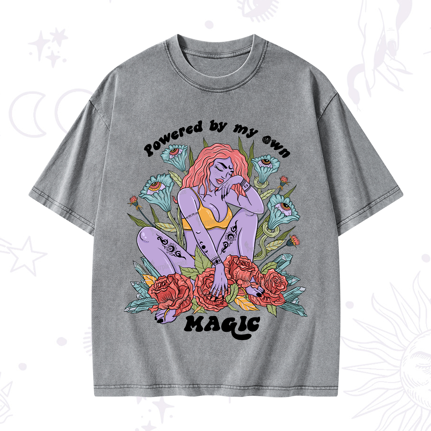 Purplehecate Powered By My Own Magic Washed T-Shirt
