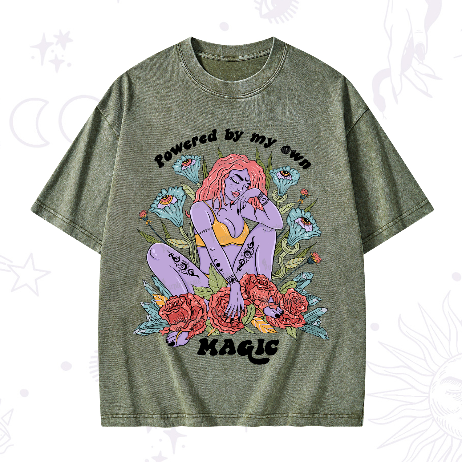 Purplehecate Powered By My Own Magic Washed T-Shirt