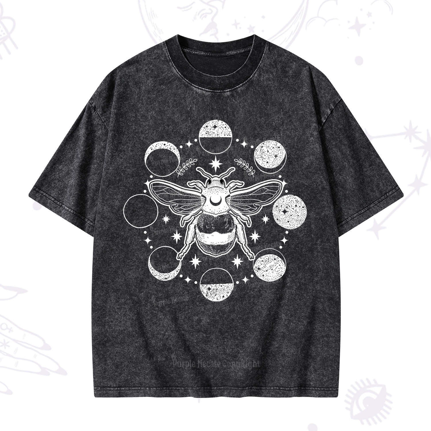 Purplehecate Moon Bee Washed T-Shirt