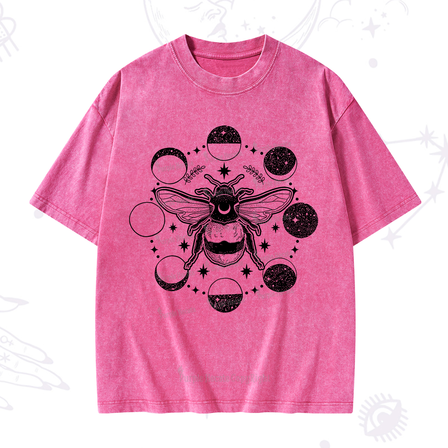 Purplehecate Moon Bee Washed T-Shirt