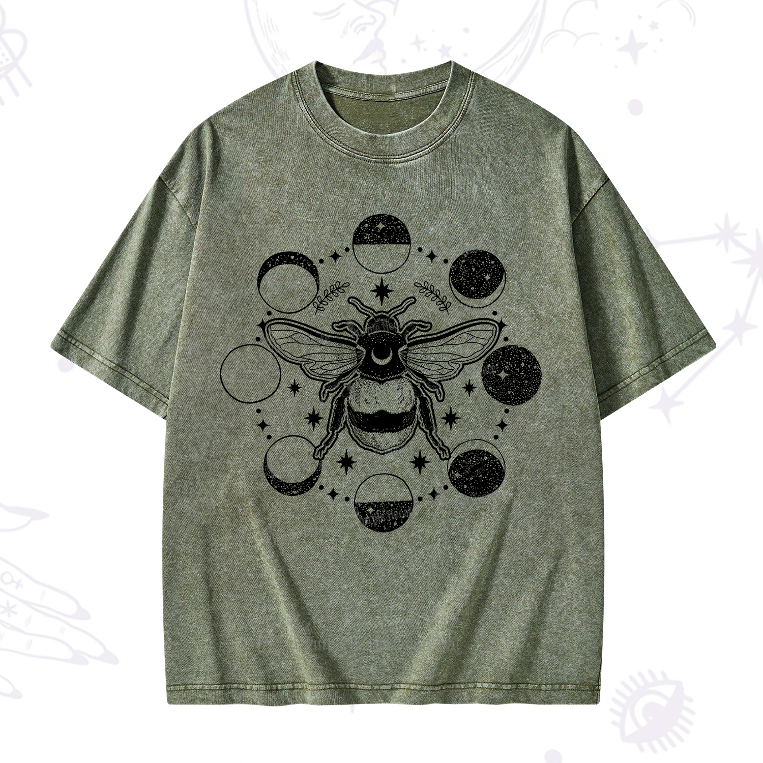 Purplehecate Moon Bee Washed T-Shirt