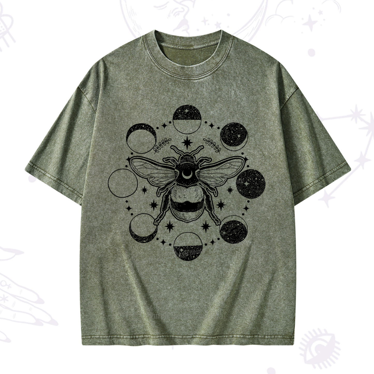 Purplehecate Moon Bee Washed T-Shirt