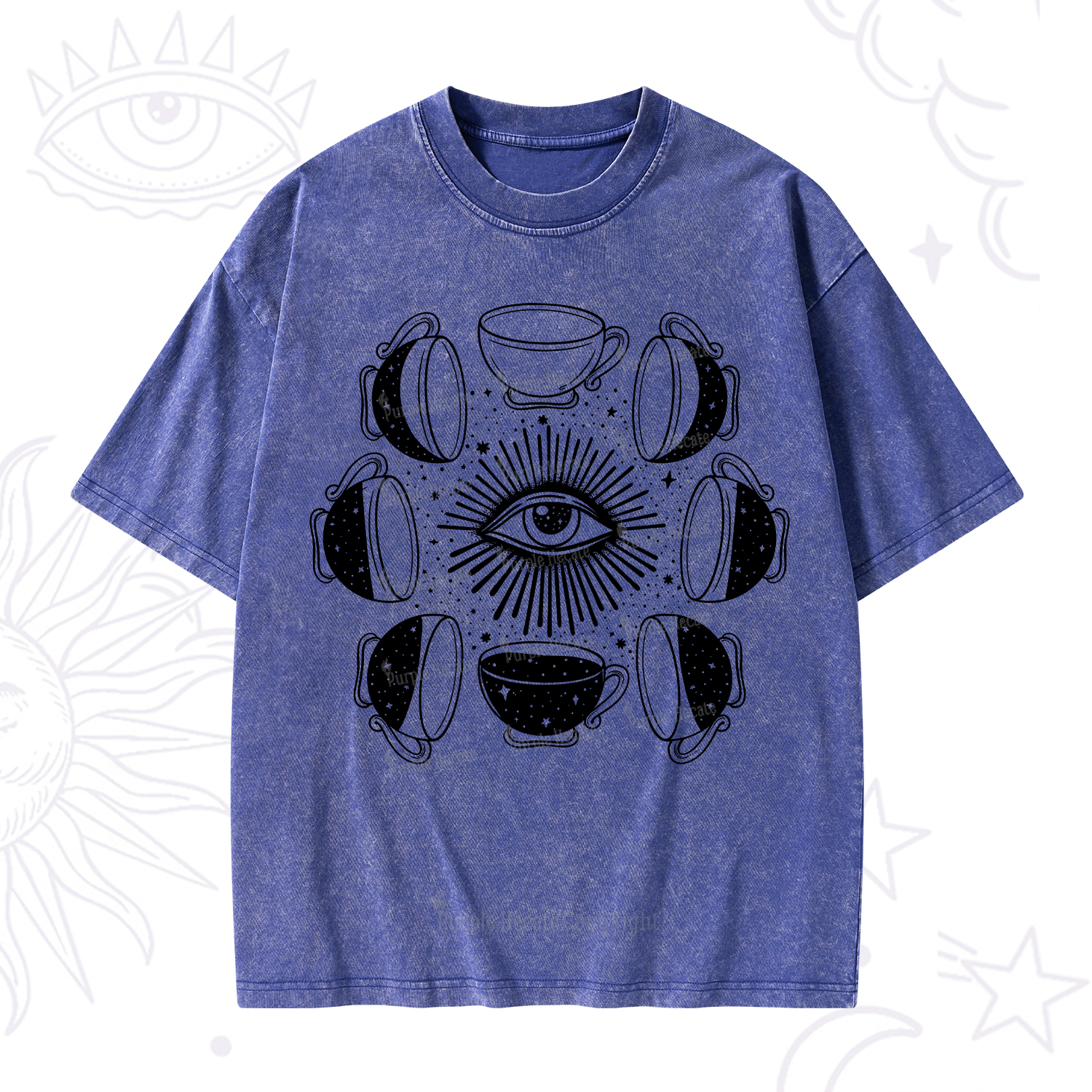 Purplehecate Moon Phase Coffee Washed T-Shirt